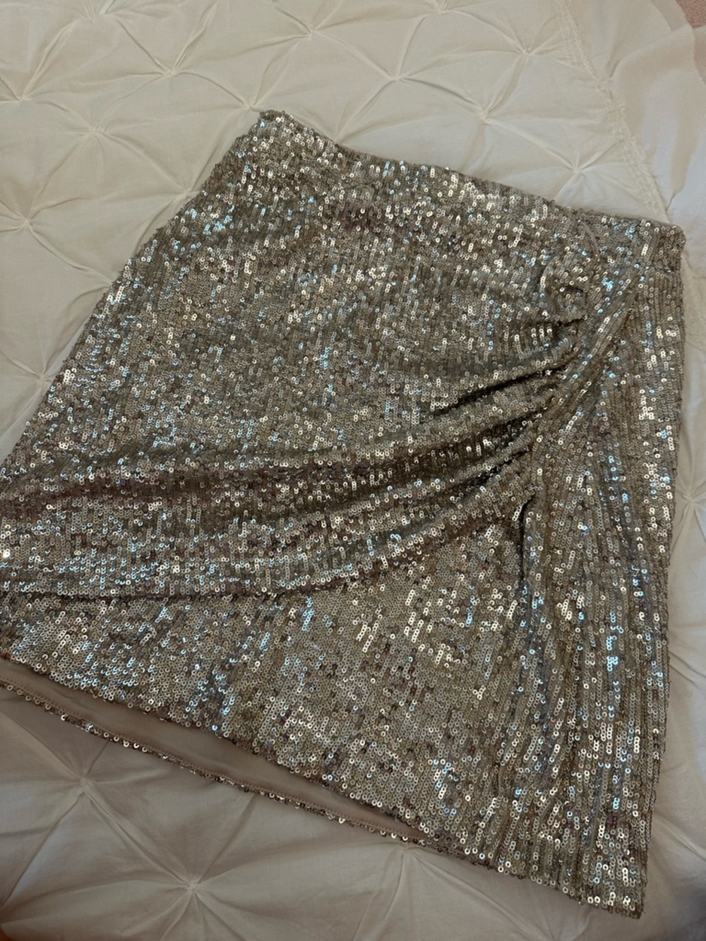 Express Silver Sequin Mini Skirt